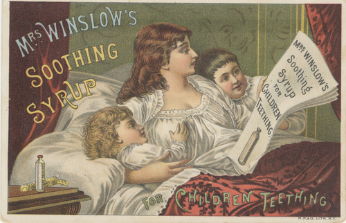 An advertisement for Mrs Winslow's Soothing Syrup for Teething