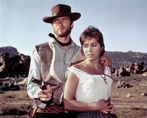 Clint Eastwood and Marianne Koch in ''A Fistful of Dollars''