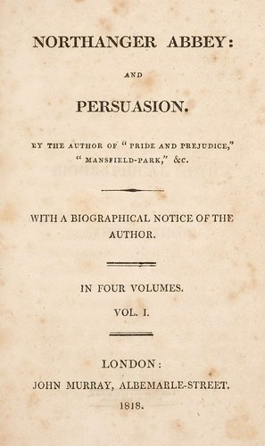 First edition of Jane Austen's Northanger Abbey and Persuasion