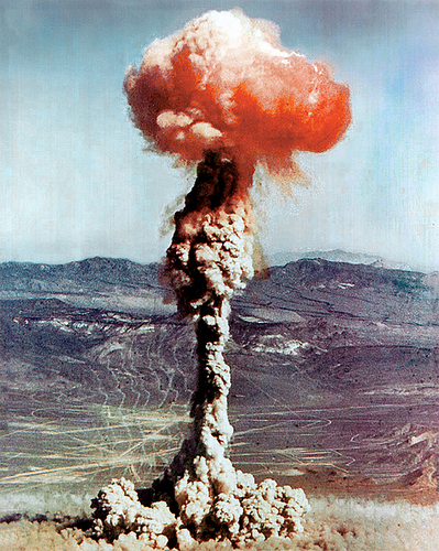 Above-ground nuclear tests like this one in 1951 were banned in 1963 due to health concerns. 