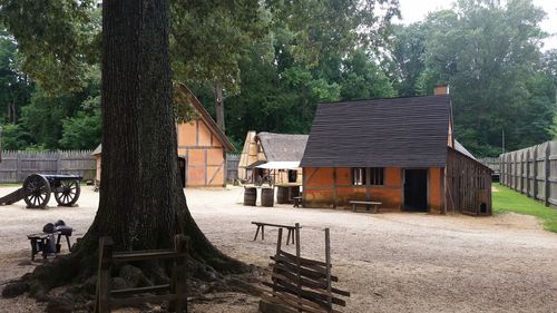 A recreation of the Jamestown settlement. 