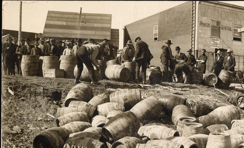 A police raid at Elk Lake, Ontario, 1925. 