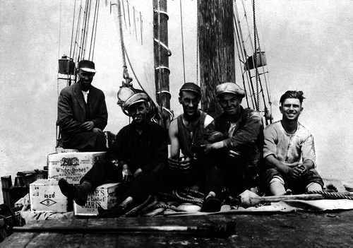 The crew of a liquor smuggling ship that was sunk by the American Coast Guard in 1929.