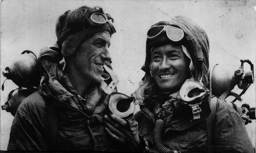 Edmund Hillary and Tenzing Norgay after successfully completing the first ascent of Mount Everest.