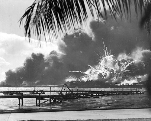 Japanese attack on Pearl Harbour in Hawaii on December 7th, 1941.