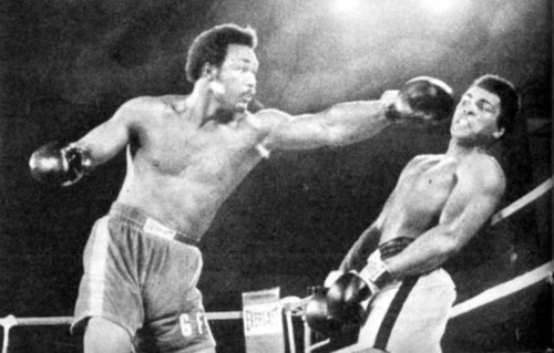 Ali employs his "rope-a-dope" strategy against Foreman