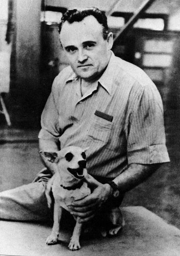 Sergei Korolev with one of his dogs