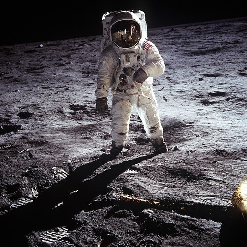 Buzz Aldrin on the moon, taken by Neil Armstrong