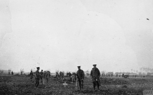 British and German troops meeting in No-Man's Land during the unofficial truce. (British troops from the Northumberland Hussars, 7th Division, Bridoux-Rouge Banc Sector)