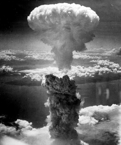 The atomic bomb explosion over Nagasaki, 1945