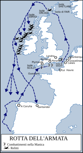 Routes taken by the Spanish Armada