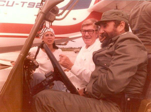 Fidel Castro with his ever-present cigar in Cuba, 1977.