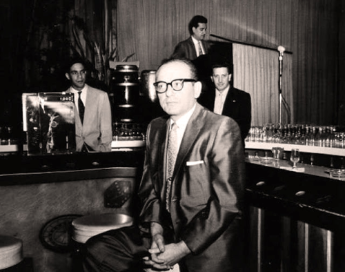 Santo Trafficante Jr. at San Souci’s bar. Havana, Cuba.