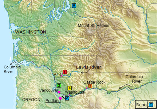 Possible jump sites of D.B. Cooper