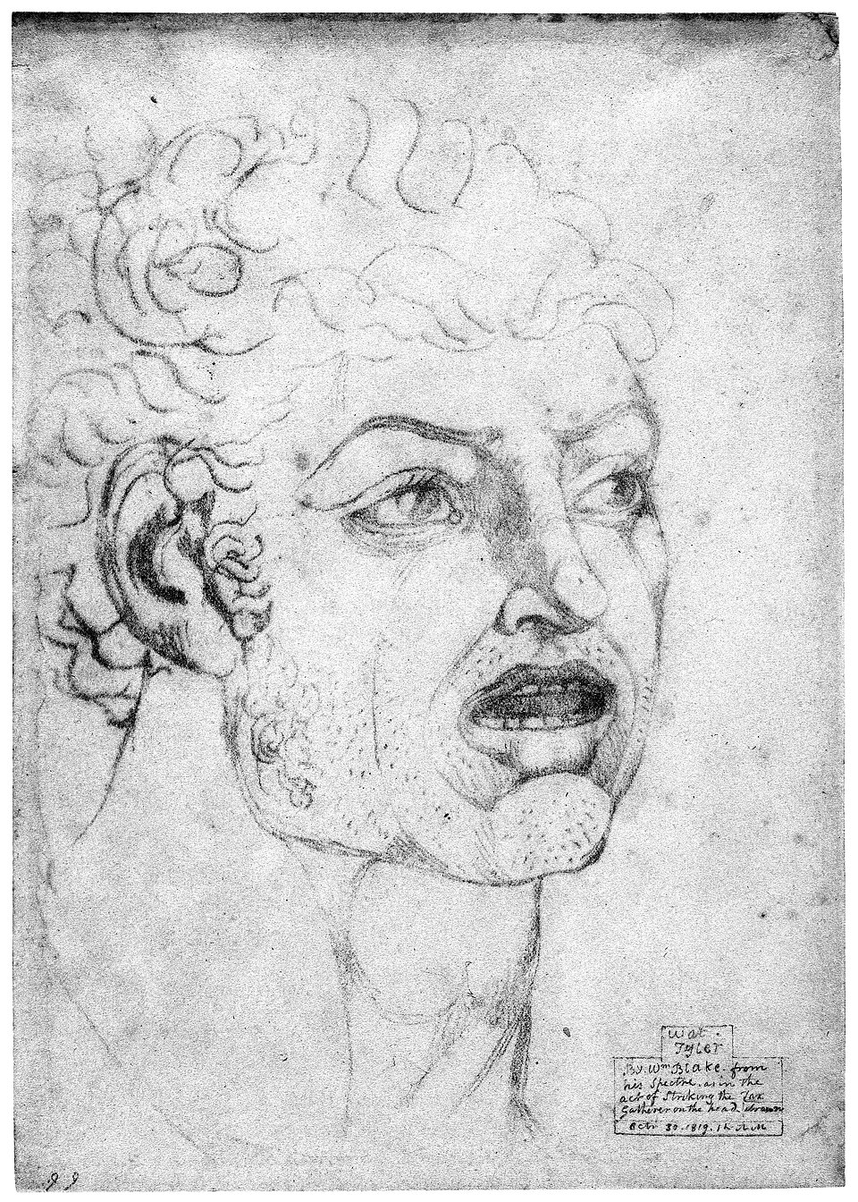 Wat Tyler, graphite, by William Blake